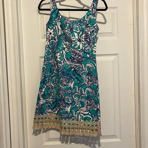 Lilly Pulitzer shift dress fancy gold trim size 0